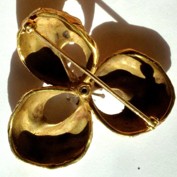 Estate 18K Yellow Italian Gold "Bow" Brooch with Diamond circa 1950 (vintage) - Picture 3 of 4